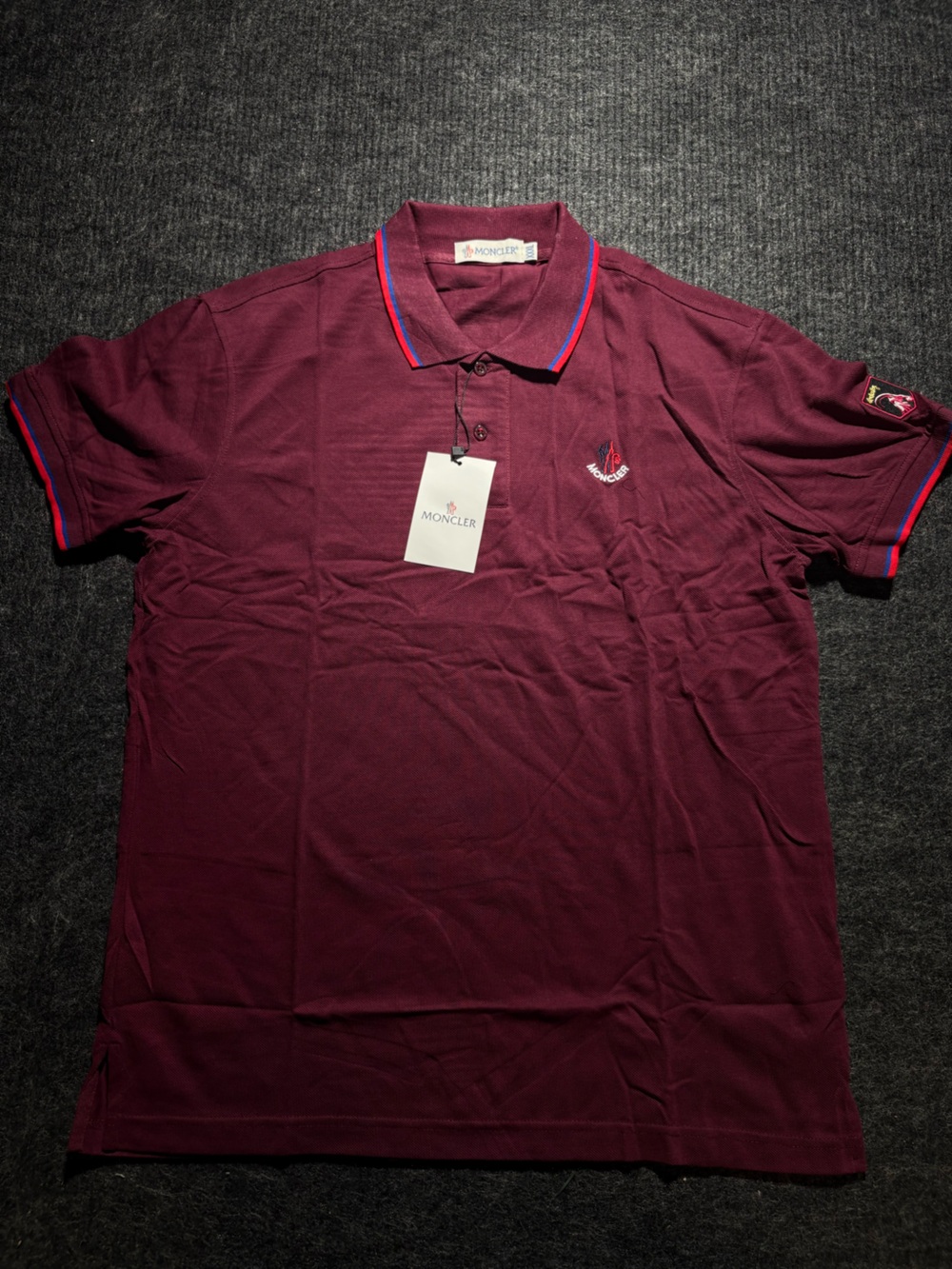 Moncler Men's Burgundy Polo Shirt 3XL